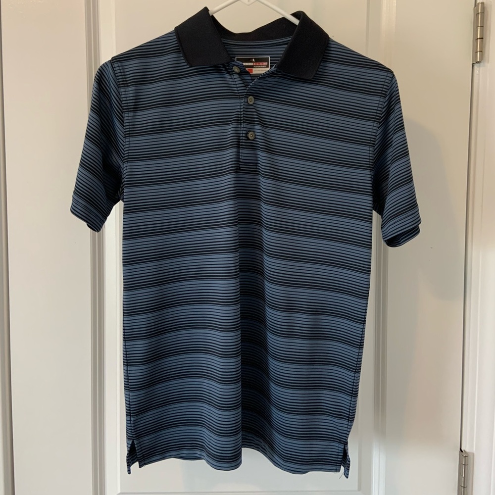 Boys Blue Striped Performance Polo